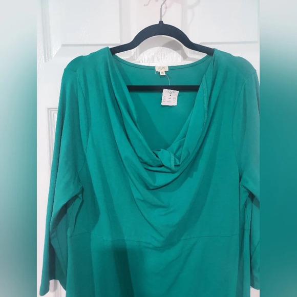 NWOT J. Crew Factory Green Cowl Neck 3/4 Sleeve Dress in Size XL - Picture 3 of 8